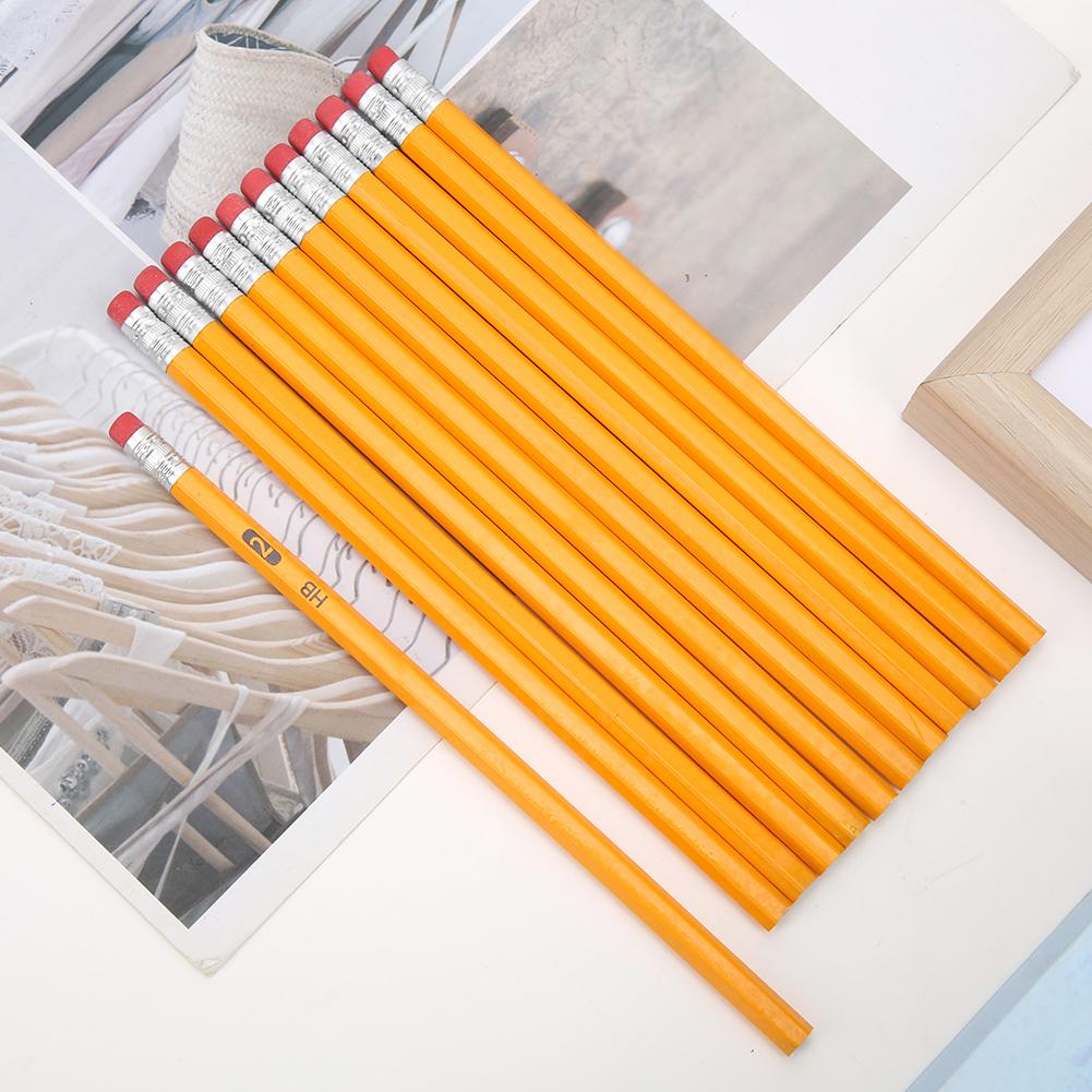 144PCS Yellow Rod with Eraser HB Pencil Set Environmental Stationery Painting Tool