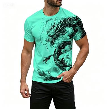 Retro Men's T-shirt Cool Animal Pattern 3D Printing Summer Short Sleeved T-shirt Fashionable Top T-shirt