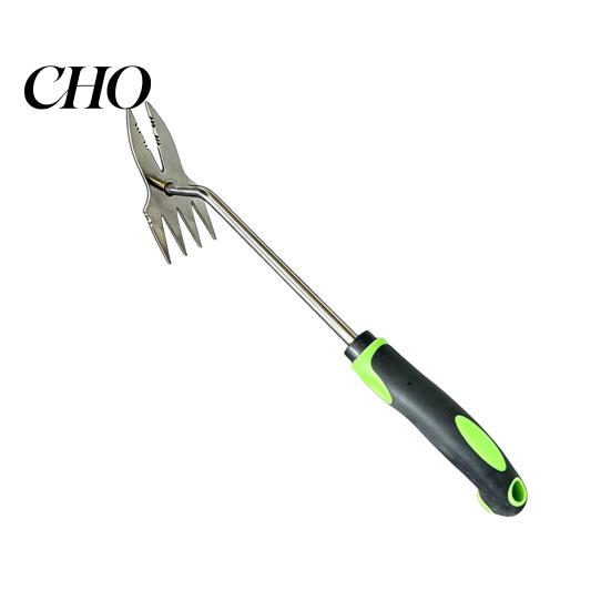 Ergonomic Garden Weeding Tool 2-in-1 Weed Puller, Heavy Duty Stainless Steel Hand Weeder, with Crabgrass Extractor Non-Slip Handle, for Uprooting Lawn