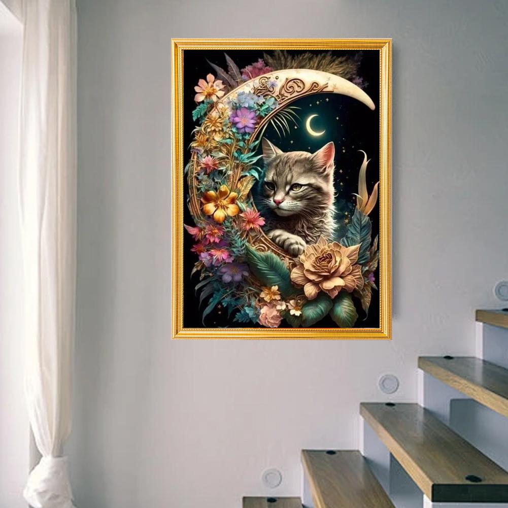 Full Diamond Embroidery Diy 5D "Animal Cat Moon" Rhinestone Pictures Decor Room Full Home Drill O4W0