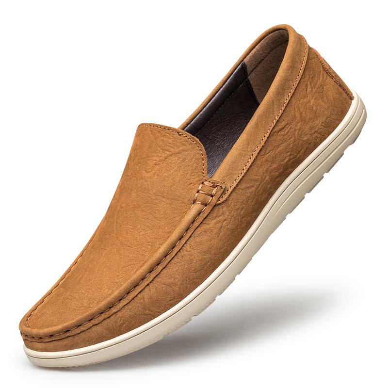 

Модные мужские повседневные туфли из высококачественной кожи, дышащие мужские лоферы из натуральной кожи, брендовые формальные мужские туфли, слипоны для вождения 46 светло-коричневого