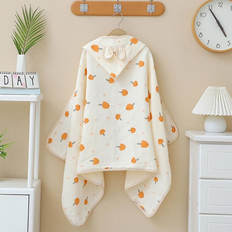 Infant Hooded Towel Gauze-Cotton Breathable Bathrobe Print Summer Sun-proof Cloak Bath Towel Gender Neutral Soft Towel
