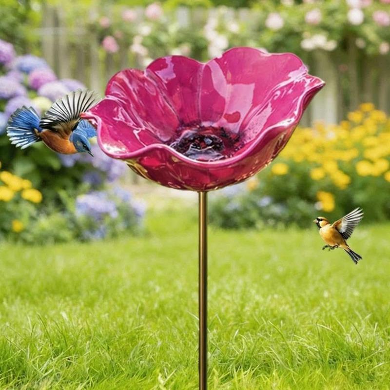 

Handmade Metal Flower Garden Stakes,Pollinator Watering Station,Bee Watering Station for Garden Metal Bird Bath, for Yard Lawn Flower Bed Patio