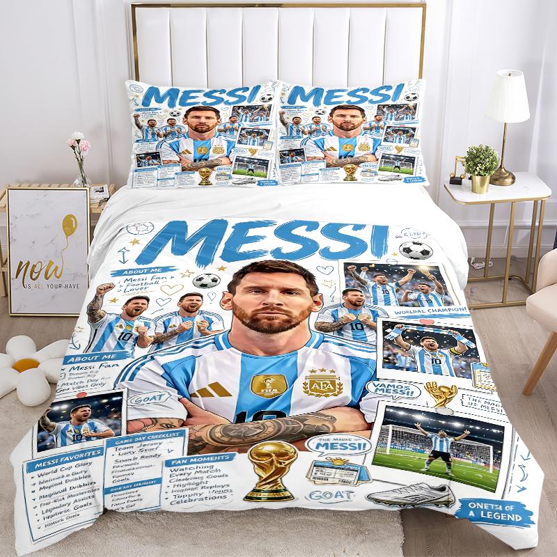 3Pcs Messi'S World Cup Journey Bedding Sets For All Sizes New 3D Printed Bed Cover Comforter Duvet Cover Pillowcase Bedroom Decoration