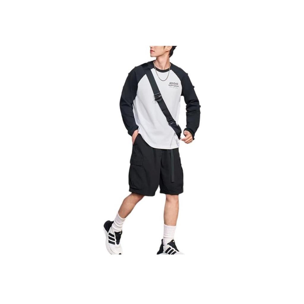 Adidas FW24 Tee LS Series Comfortable Soft Versatile Quick-Dry Long Sleeve T-Shirt Unisex Tops White Ink-Blue JZ2337