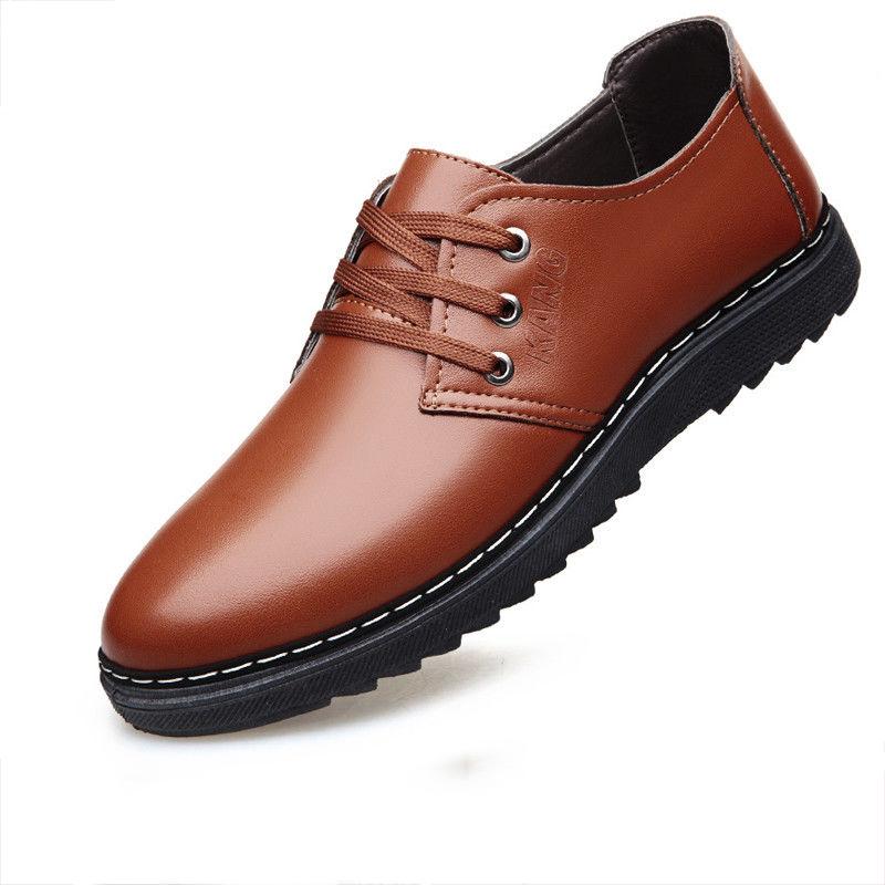 Brogue Formal Shoes Men Leather Dress Shoes Genuine Retro Pointed Toe Oxford Male Footwear Lace-up