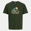 Men's Essentials Cotton T-shirt with Round Neck, Mountain Print, Fir Green