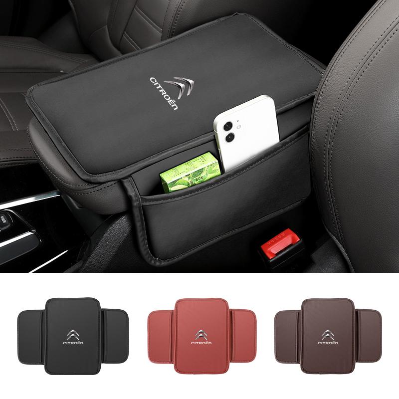 Car Armrest Box Pad Center Console Protective Cover With Storage Pocket For Citroen C4 C3 C5 C1 C2 Berlingo Celysee Cactus