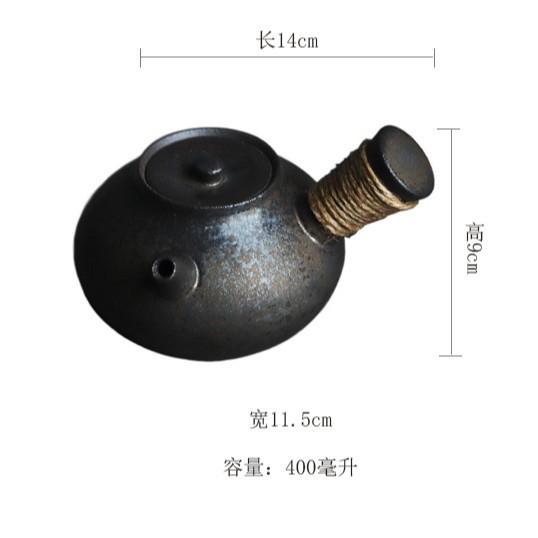 

400ml Kiln Fambe Black Gold Teapot Antique Side-handled Pot Household Tea Soaking Kettle With Ball Hole For Tea Accessories Gift