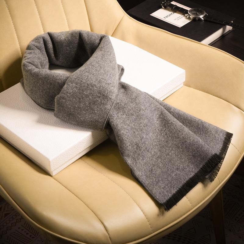 Black and White Plaid Wool Scarf Men's Winter Warm Gift Box High-end Versatile Winter Scarf Gift Boyfriend