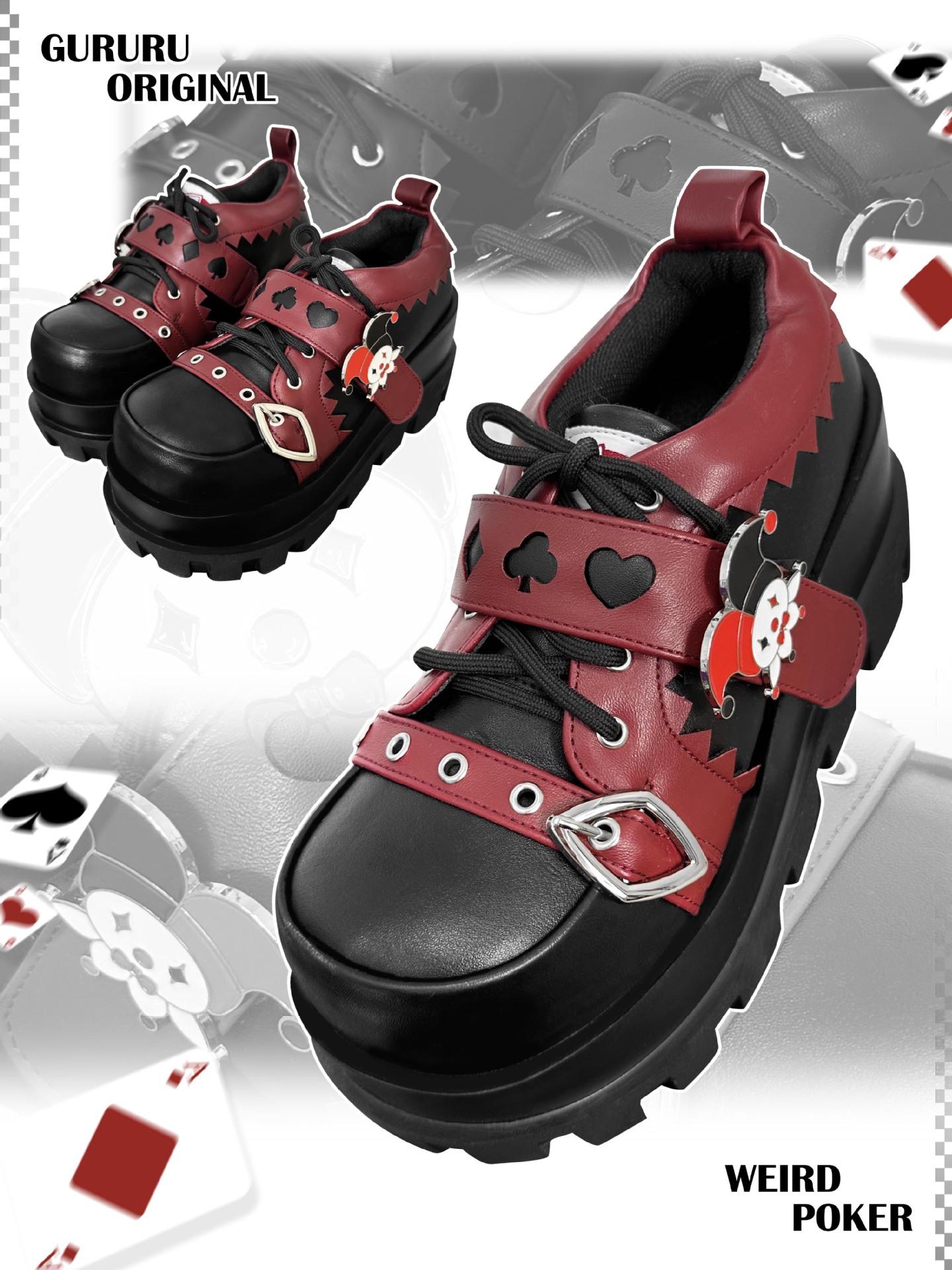 

Осень новая мода девушка универсальный милый крутой стиль Мэри Джейн странные покер высокие каблуки 40 красный