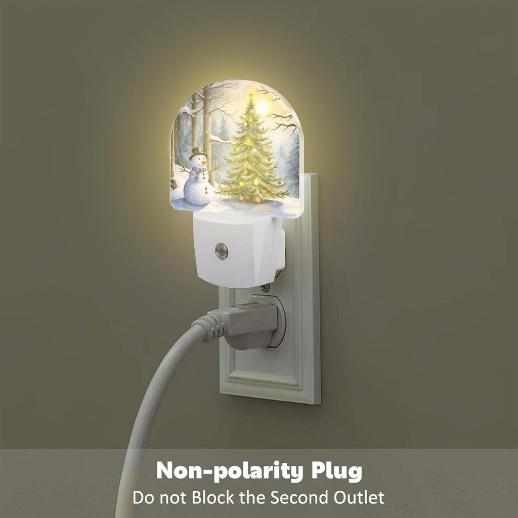 Christmas Tree With Snowman Night Light for Kids,Winter Holiday Snowman Night Light Plug In with Dusk To Dawn Sensor,0.5w Energy Saving Nightlight