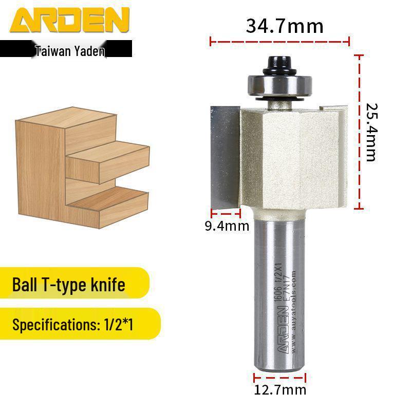 Taiwan Yaden T-Type Ball Bearing Edge Trimmer & Slotting Cutter for Woodworking