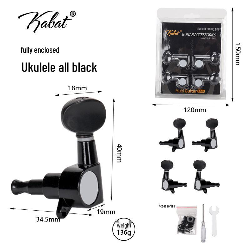 Chrome-Plated Wooden Guitar Tuning Pegs and Knobs - Fully Closed String Tuner Winder for Folk Guitars