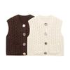 Zbzr Summer New Arrival Women's Clothing Fashion Style Stylish Simple and Versatile Cable Stitch Gold Button Thick Needle Vest