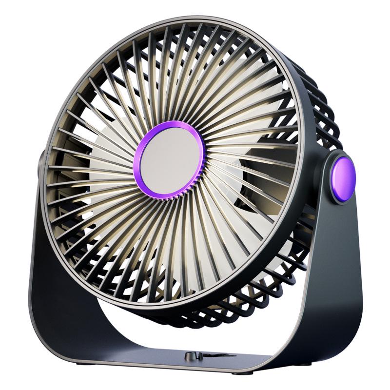 Compact USB Desktop Fan with Night Light, High-Power, Dual Table/Wall Use, Silent Operation Rechargeable