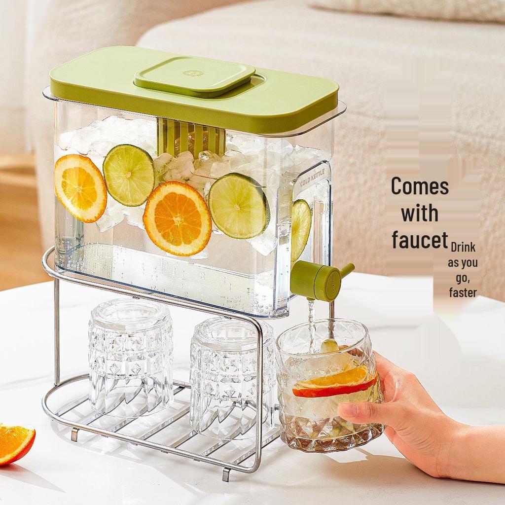 Refrigerator Cold Water Kettle with Faucet - Beverage and Fruit Juice Bucket, Ice Water and Tea Dispenser.