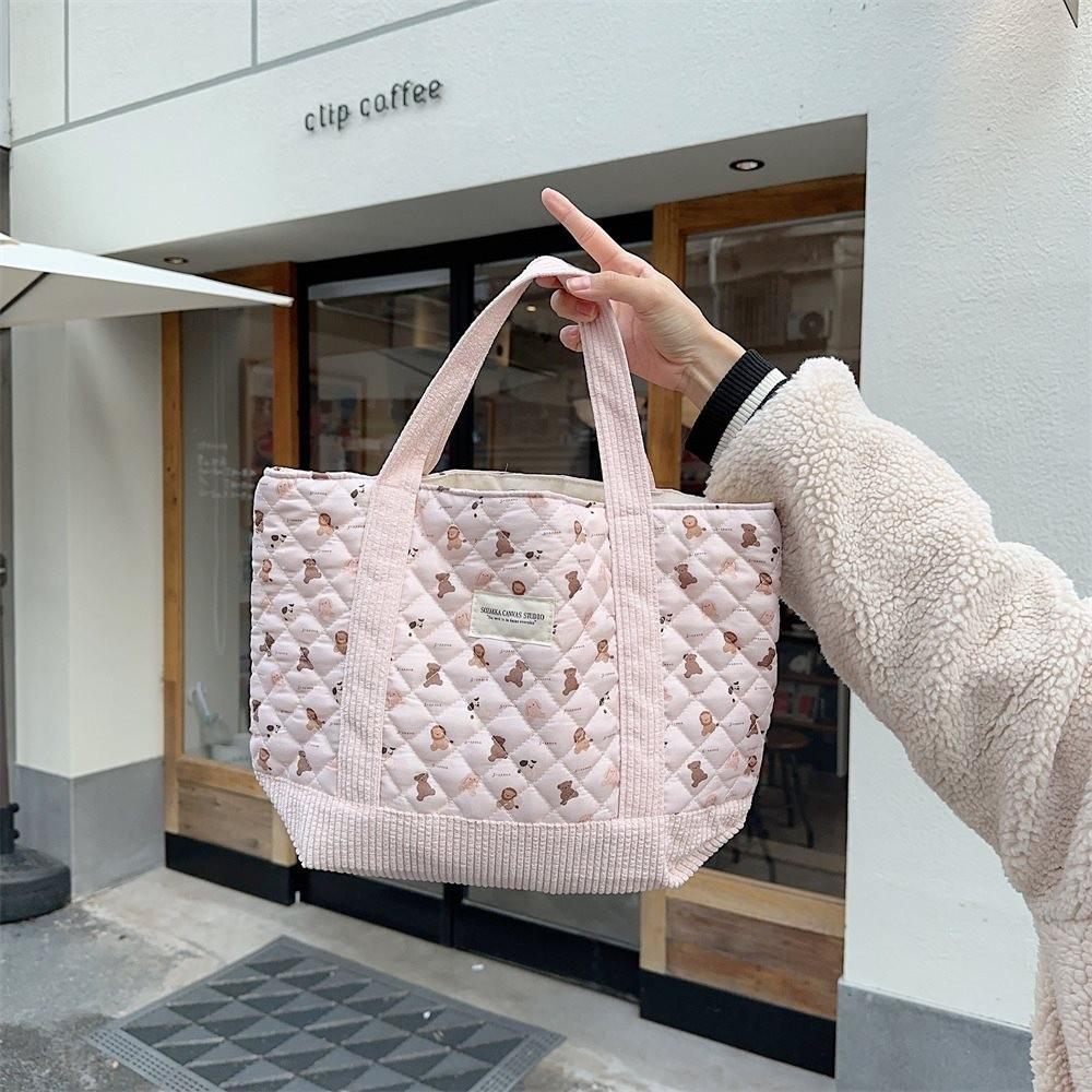 Stylish Canvas Tote Bag With Floral Patchwork Design For Casual Shopping And Commuting