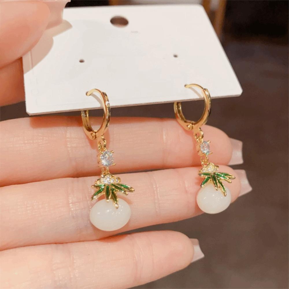 Light Luxury Women Earrings Chinese Stud Earrings Drop Earrings Zircon Bamboo Earrings  Daily Wear