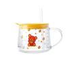 Home Office Coffee Cup with Lid Glass 350ml Cartoon Cute Water Cup with Straw Milk Double Drink Cup
