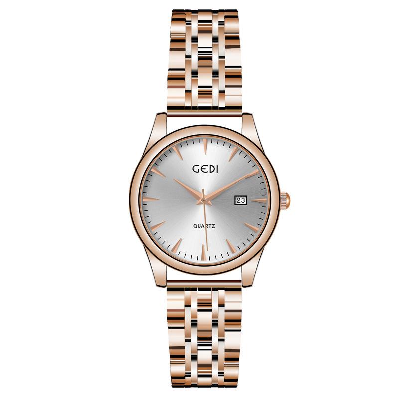 Couple Classic Steel Belt Watch Simple High-End Calendar Waterproof Quartz Watch High-Value Watch