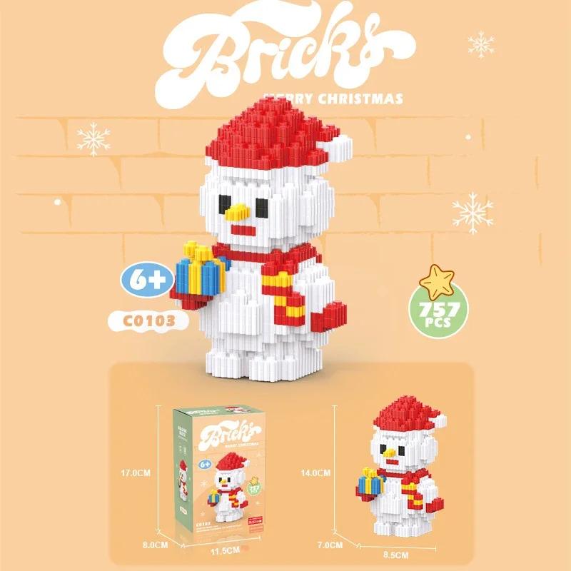 Christmas Tree Snowman Mini Building Blocks Assembled Santa Claus Deer DIY Model Figure Connection Brick Toys For Kids Gifts