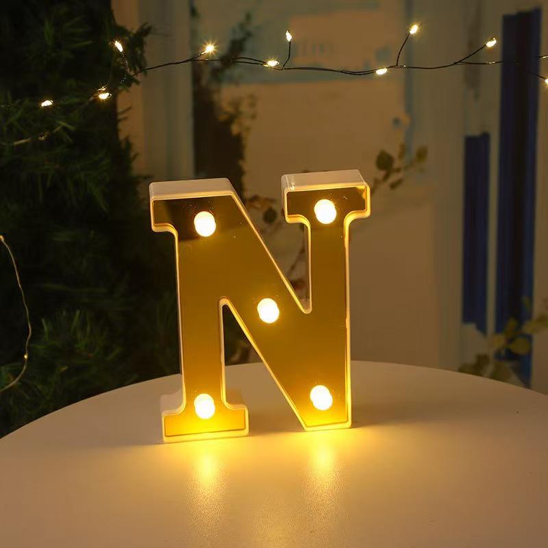 Gold LED Mirror Letter Lights - Romantic Birthday and Festive Décor