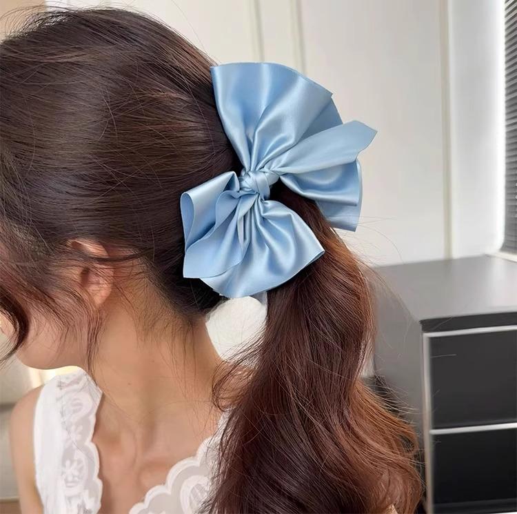 Large Satin Bow Hair Clip - High-End Korean Style for Women