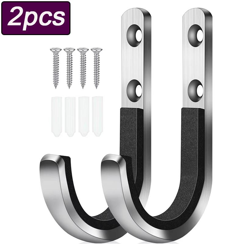 2pcs/Pair Heavy-Duty Garage Hooks for Hanging Practical Garage Storage J-Type Hook Household Organizer Hook Holder Rack Accessor