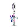 Copper Metal Lovely Purple Charm Bead Components Cat Dog Butterfly Flower Secure Safety Chain Dangle Pendant Bead Components Compatible With 4MM Hole