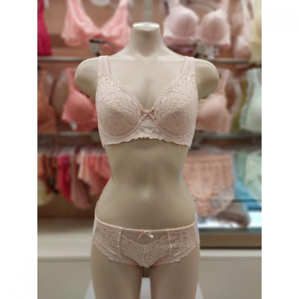 

Barbara Peacheskin Full Cup Non Woven Bra Set With Hem Panty Abr4447 Abp4447h 80D/100