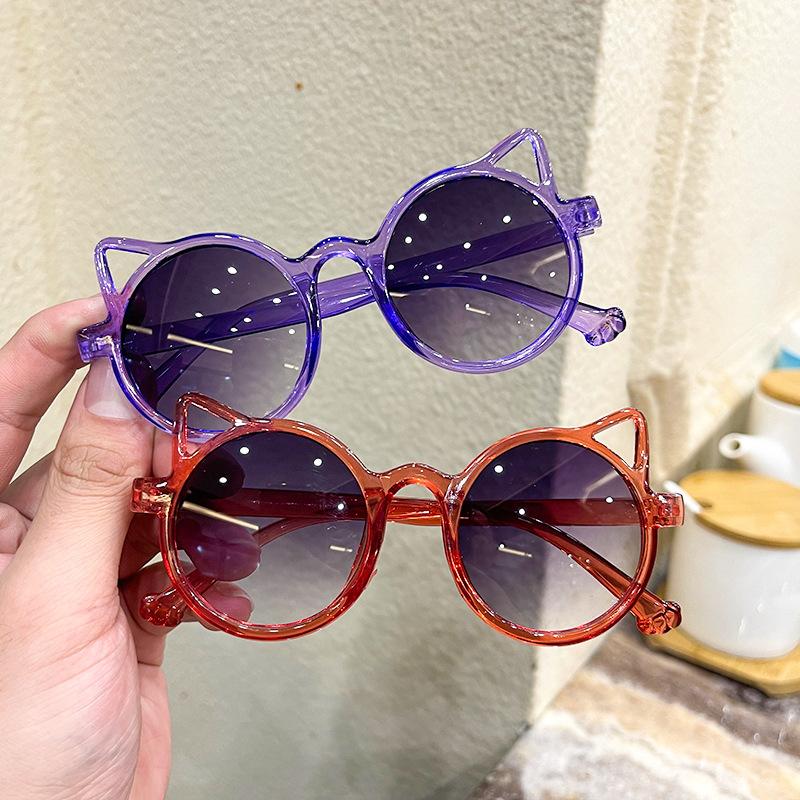 Children's sunglasses Cat's ears round colored glasses sunshade shopping modeling glasses