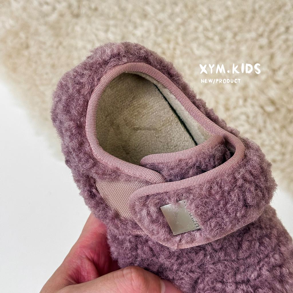 Girls' Fluffy Shoes 2025 Winter New Children's Shoes Korean Version of Cute Lamb Wool Fleece Grinding Stickers Princess Cotton Shoes