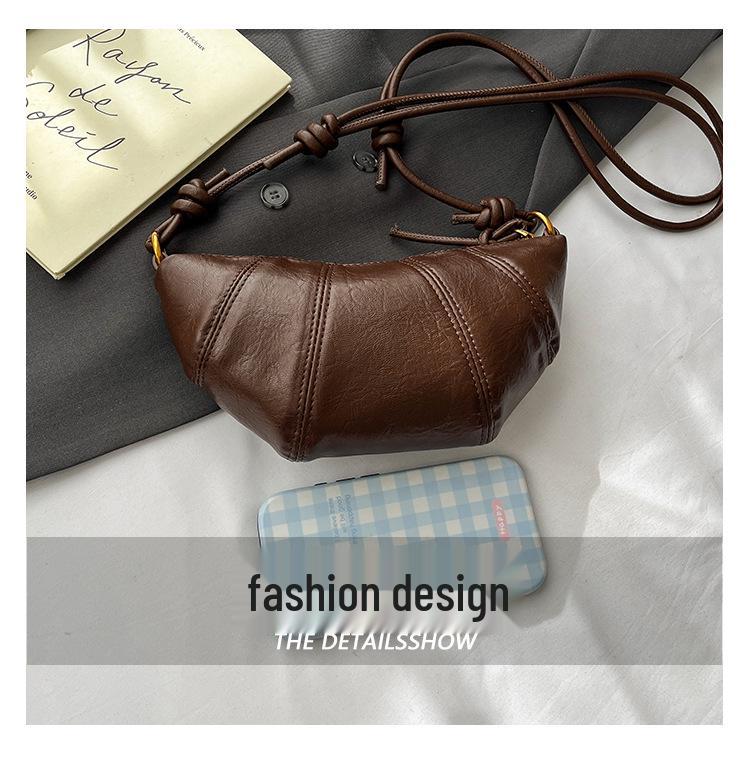 Women's Versatile Crossbody Cross-Stitch Croissant Bag - Niche Design for Fashionable Commute