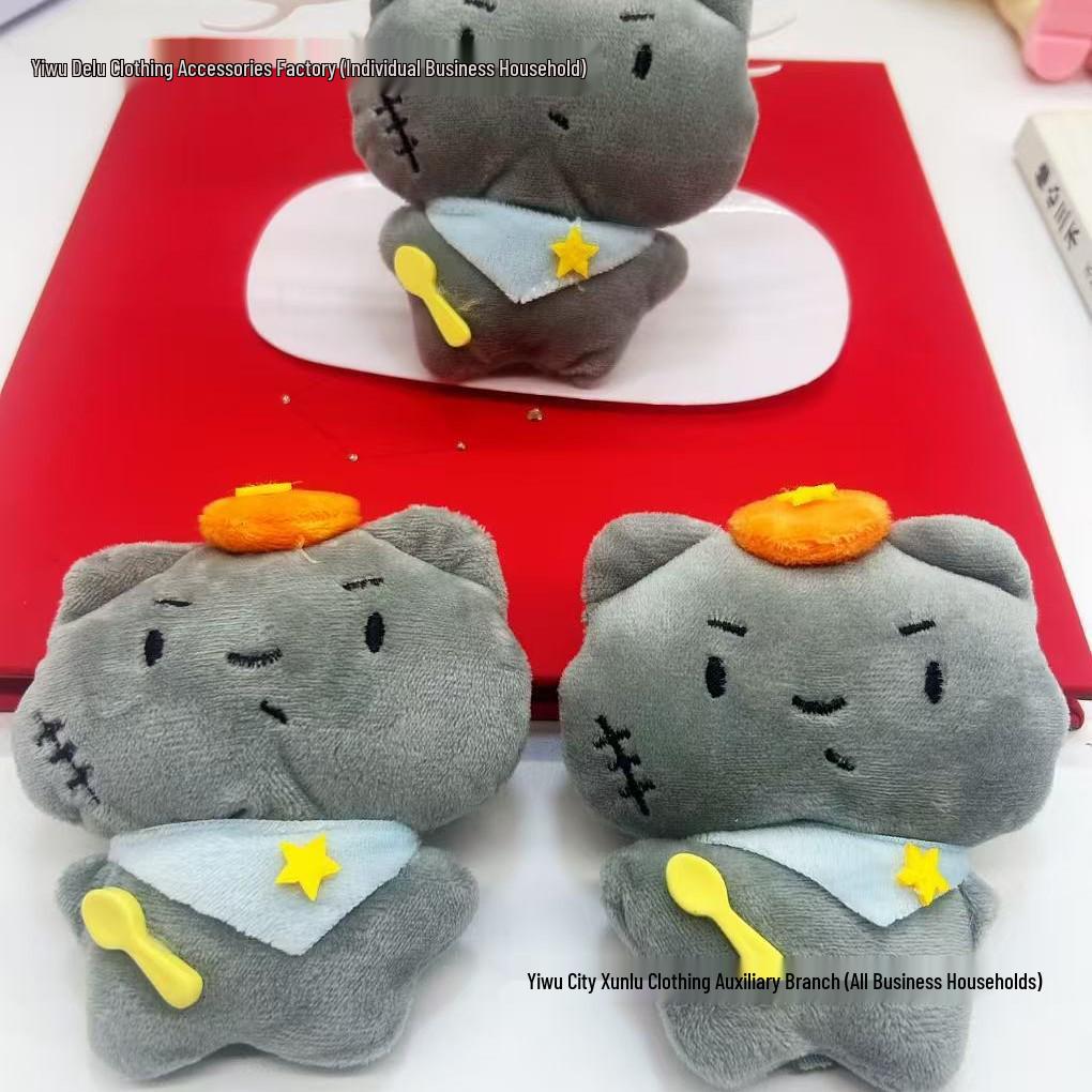 Sac Bandoulière Paresseusement Mignon Loup Gris & Chat Noir en Peluche avec Accessoire DIY & Décoration de Chaussures