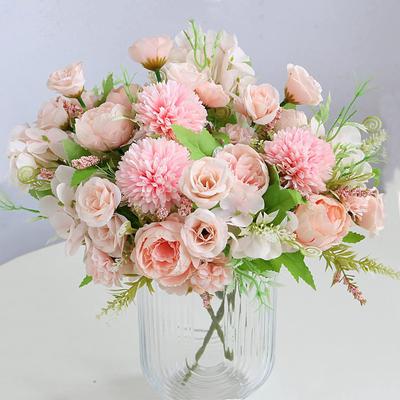 Rosa Pfingstrose Kunstblumen Rose Hortensie zur Dekoration Seidenblume Tischdeko für Hochzeit Zuhause Party Außendekor