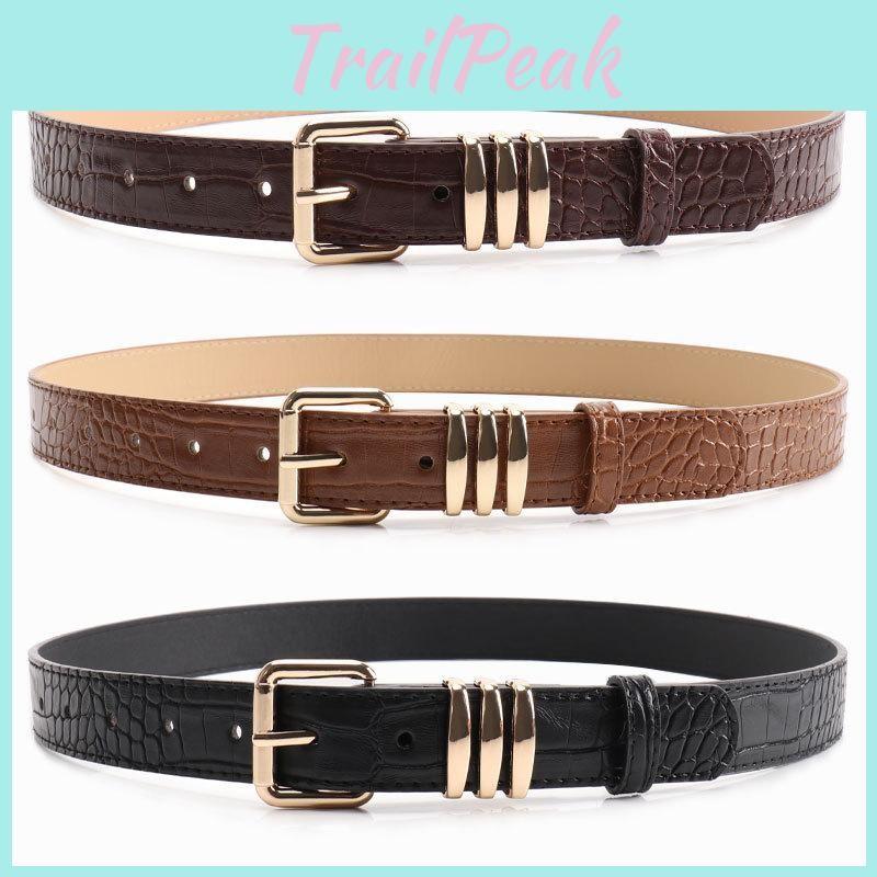Womens Leather Pu Stone Pattern Belt With Alloy Buckle For Casual Office Wear