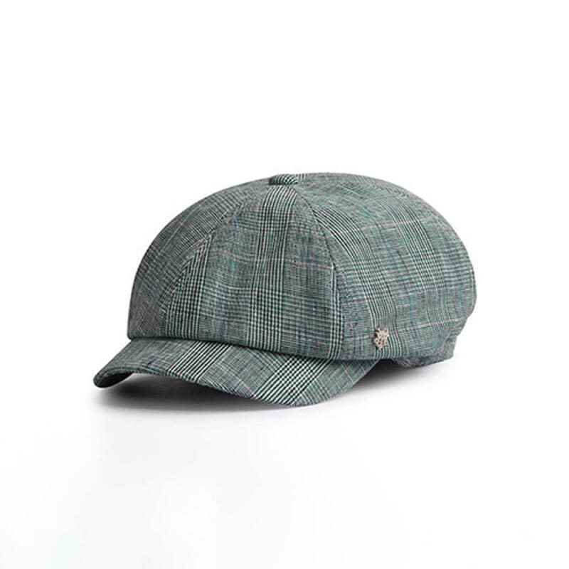 Oversized cool linen boy cap glen check summer bread hat XL