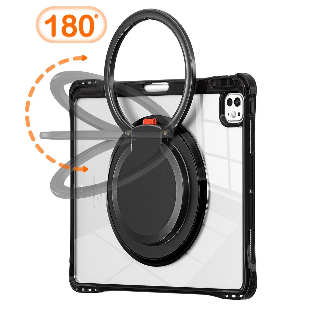 For iPad Pro 13 (2024) Case Rotary Kickstand PC+TPU+Acrylic Tablet Cover