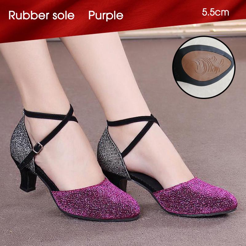 Damskie PU buty do tańca latynoskiego z zamkniętymi palcami miękka podeszwa Salsa nowoczesne buty Tango buty do tańca towarzyskiego 5.5cm obcas