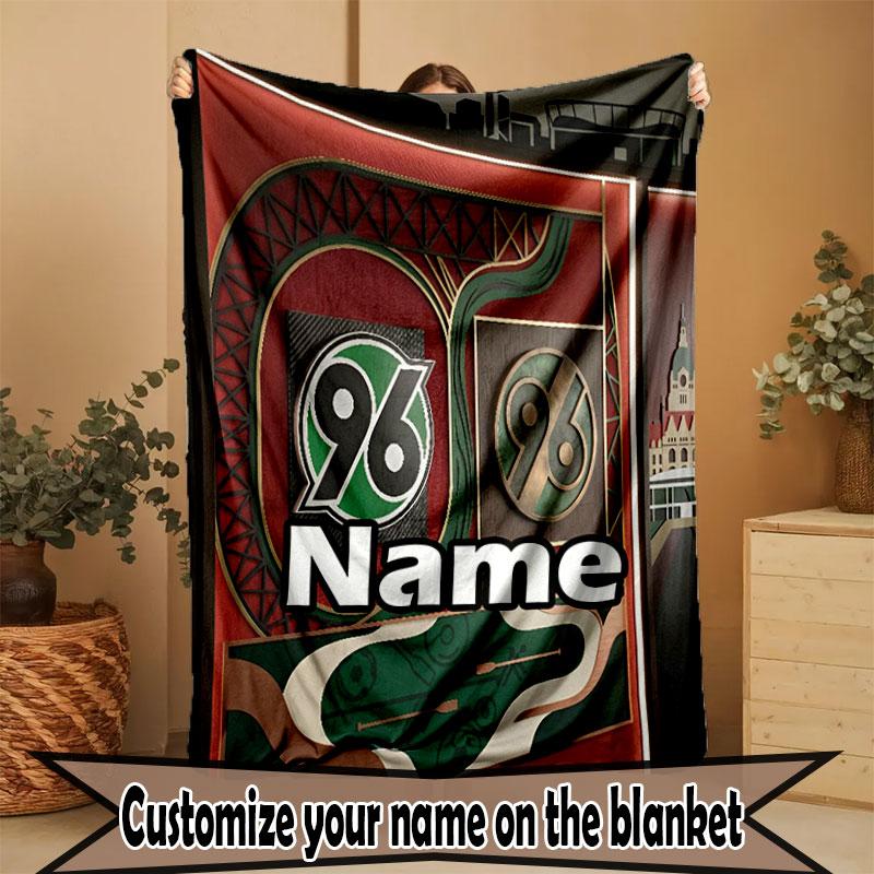 Custom Name Personalized Hannover 96 Football Print Blanket, Home Decor, Bedroom, Sofa, Camping, Couch, Gifts for Birthday Christmas