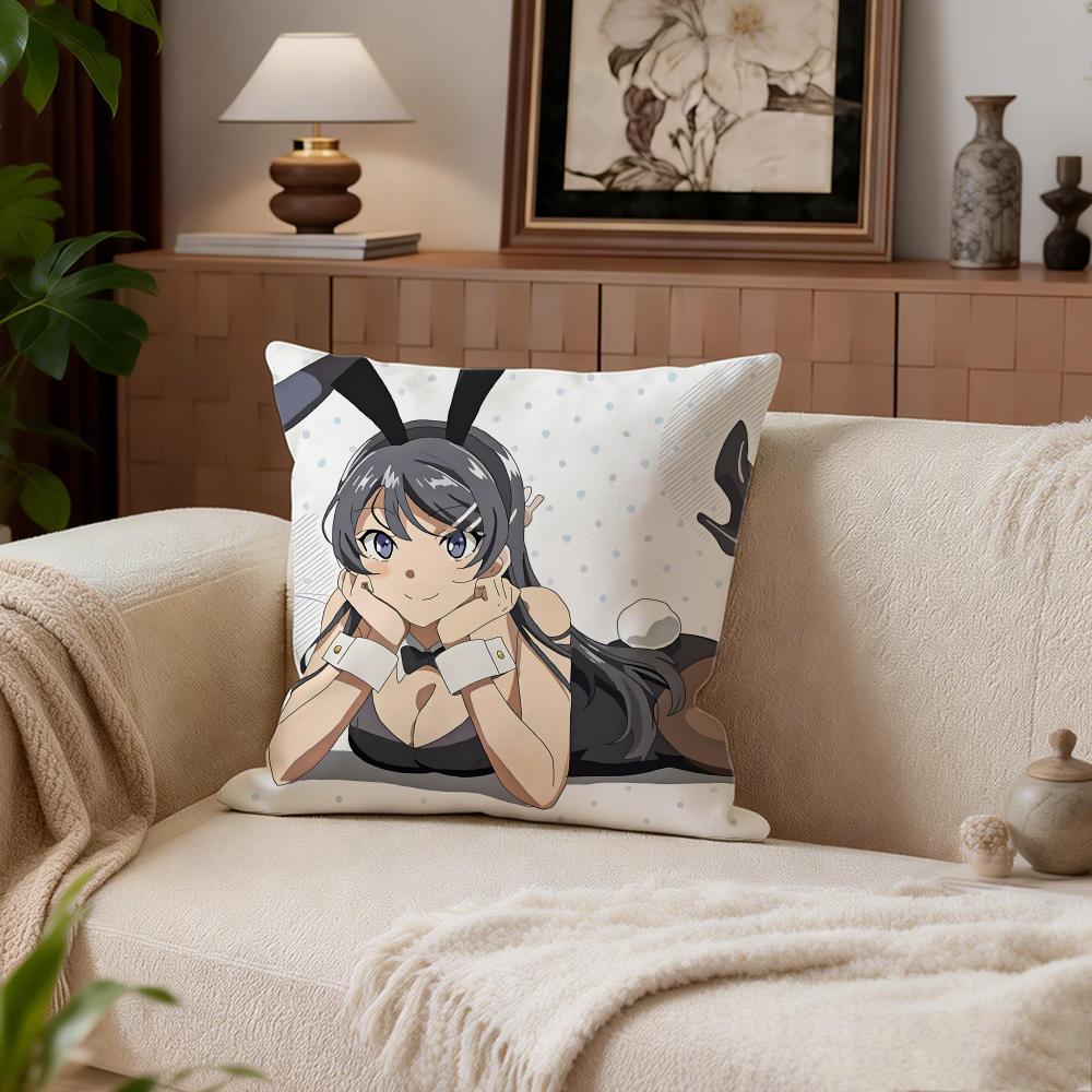 Rascal Does Not Dream of Bunny Girl Senpai Cushion Cover Cushion Cover Set 4Pcs 50x50  40x40 Pillowcase Decorative Sofa Home