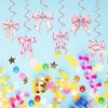 40pcs Birthday Party Decoration Spiral Pendant Pink Bow Birthday Spiral Tag Hanging Decoration and Props