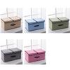 Cotton Linen Fabric Double Lid Foldable Storage Box Sundry Organiser Storage Box