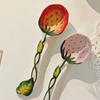 1 Piece Ceramic Soup Spoons Cute Strawberry Spoons Long Handle Porcelain Tablespoons Dinnerware for Ice-cream Desserts Cereal Soup Yogurt