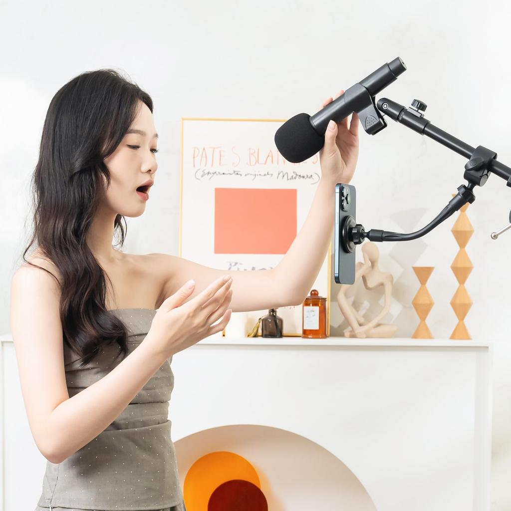 Magnetic Music Stand Phone Holder with Fitness Bike Clip, Smartphone Arm Stand with 360° Rotation, Compatible with iPhone 15, 14, 13, 12, Pro, Max,