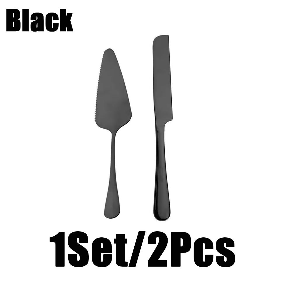1set/2pcs Stainless Steel Cake Shovel Server Set Western Cheese Bread Knife For Baking Cake Wedding Birthday Celebration