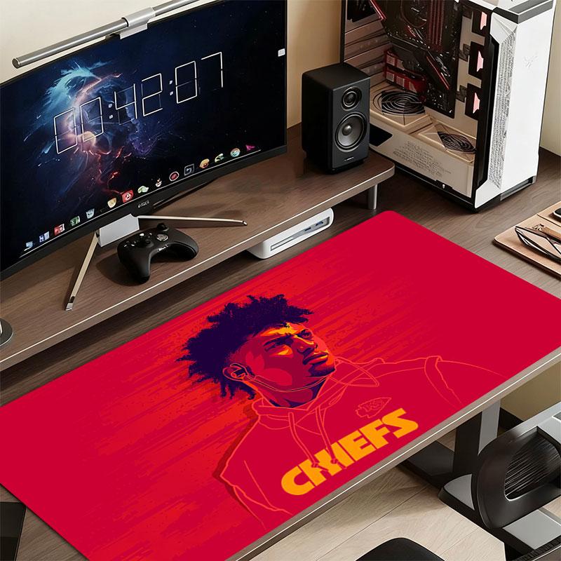 Patrick Mahomes Mouse Pad, Large Gaming Desk Mat, Non-slip XXL Mousepad for Laptop & Tablet, Mini PC Playmat with Stitched Edges