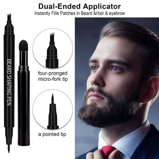 

1 Set Moustache Pen Non-Pungent Gentle No Stuffiness Double-ended Four-pointed Beard Pen Grooming Tools