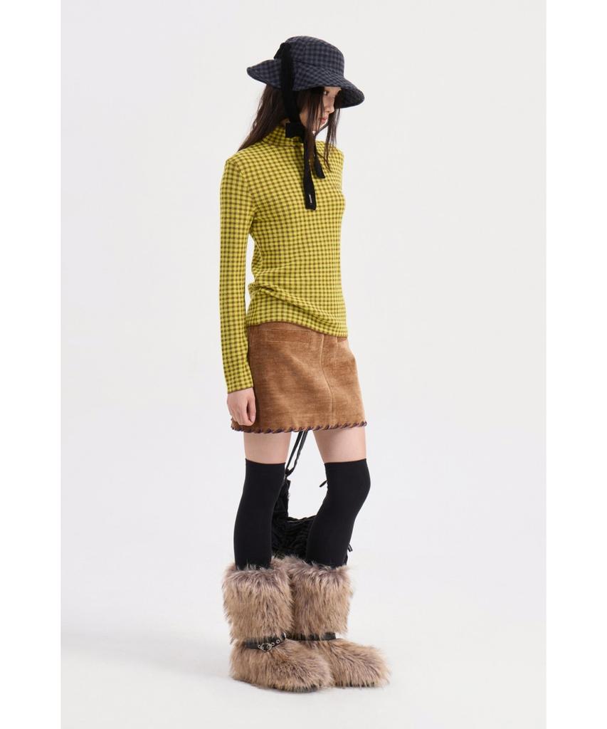 LUCKY CHOUETTE Gingham Check High Neck Knit Pullover (Yellow) Lfwaw25310Yex